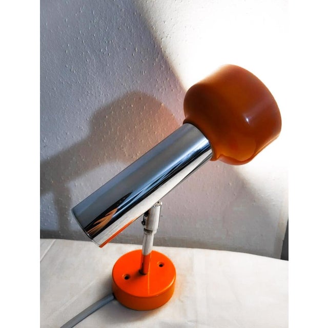 1970s Mid-Century Desk or Wall Lamps in Orange and Chromed Metal, 1970s, Set of 2 For Sale - Image 5 of 6