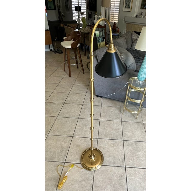 Late 20th Century Frederick CooperSolid Brass Faux Bamboo Floor Lamp For Sale In Palm Springs - Image 6 of 17