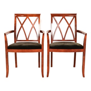 Bernhardt Regency Carved Mahogany Armchairs | Pair For Sale