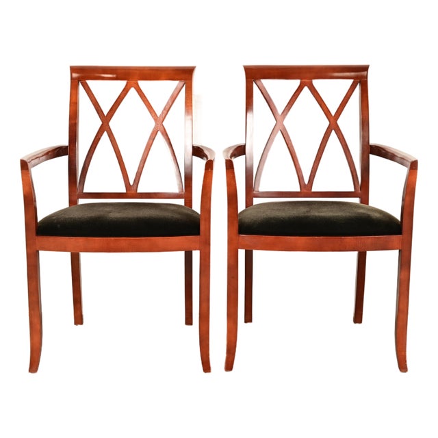 Bernhardt Regency Carved Mahogany Armchairs | Pair For Sale