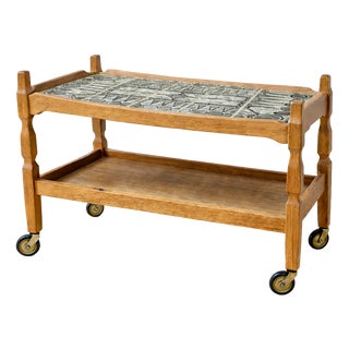 Danish Oak Coffee Table with Ceramic Art Tiles by Henry Kjærnulf for EG Kvalitetsmöbel, 1960s For Sale