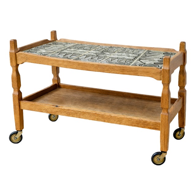 Danish Oak Coffee Table with Ceramic Art Tiles by Henry Kjærnulf for EG Kvalitetsmöbel, 1960s For Sale