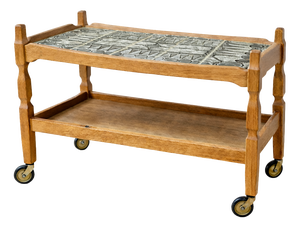 Danish Oak Coffee Table with Ceramic Art Tiles by Henry Kjærnulf for EG Kvalitetsmöbel, 1960s