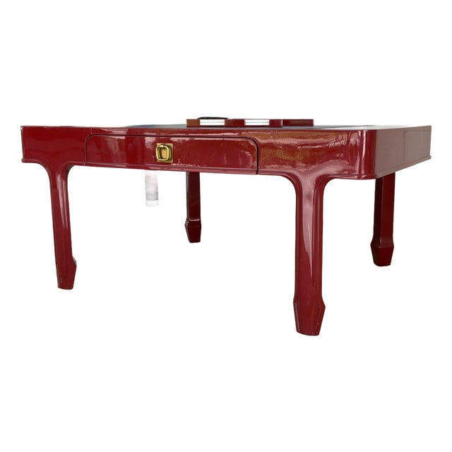 Jonathan Charles Red Lacquer Polly Rose Cocktail Table For Sale