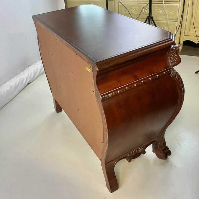 Vintage Italian Regency Style Bombay Commode Chest, Leather Top, Two Over Two For Sale - Image 16 of 16