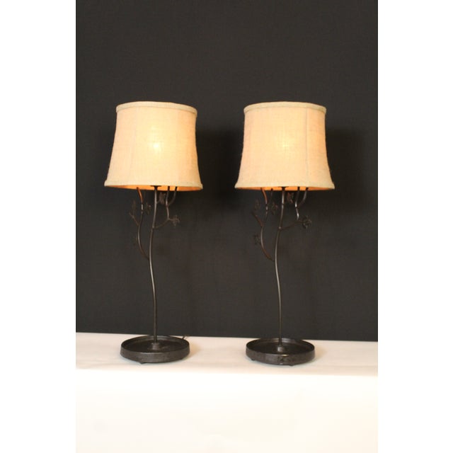 1930s 1930s Eastlake Hand Forged Iron Lamps - a Pair For Sale - Image 5 of 12
