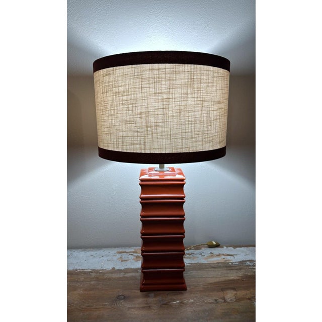 Pair of 1970s Artisan Italian Red Glazed Ceramic Lamps For Sale - Image 11 of 12