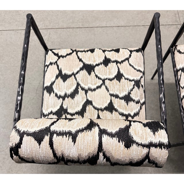Arteriors Home Arteriors Forged Iron Barbana Ocelot Embroidery Chair Set For Sale - Image 4 of 5