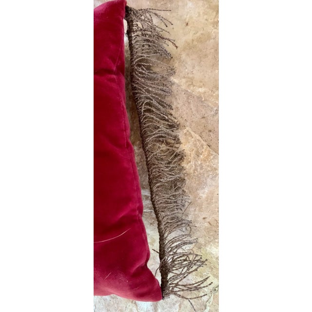 Antique 18th Century European Tapestry Fragment Velvet Pillows With Bullion Fringe- a Pair For Sale In San Antonio - Image 6 of 11