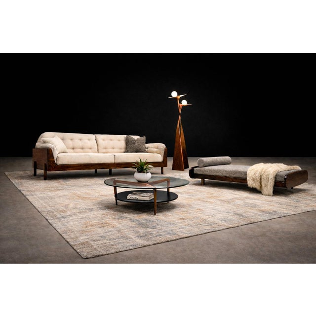 Four-Seat Sofa in Brazilian Rosewood with Sculpted Back and Warm Bouclé Upholstery, JD Moveis, 1960s - Lot 546 For Sale - Image 13 of 16