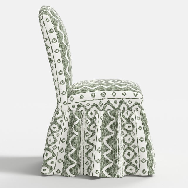 Not Yet Made - Made To Order Ruffle Camel Back Dining Chair in Linny Ikat Sage For Sale - Image 5 of 7