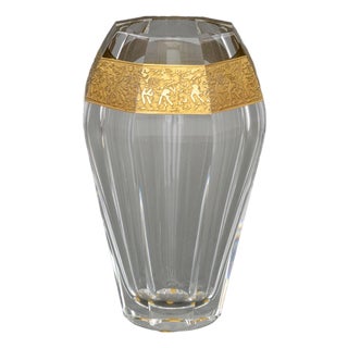 Moser "Diva" Oroplastic Cut Crystal Vase For Sale