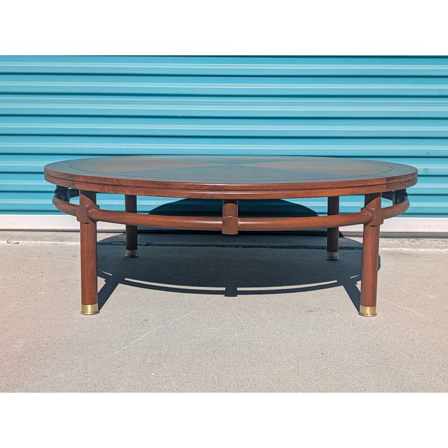 Wood Mid Century Modern Round Walnut Coffee Table by Heritage, C1960s For Sale - Image 7 of 13