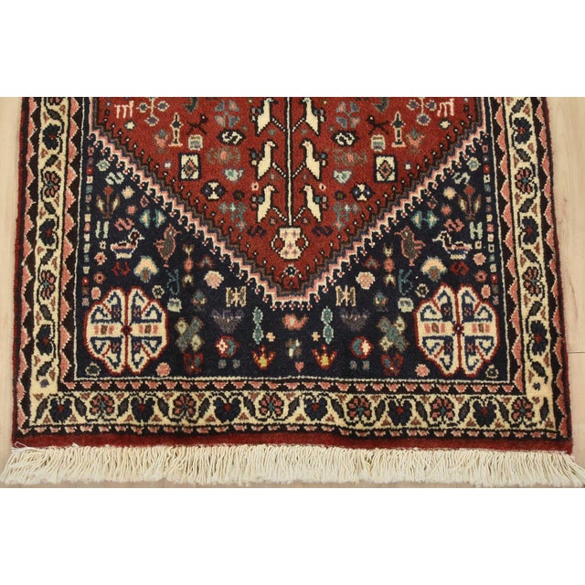 Textile Abadeh Runner 2’2” X 5′ Red Wool Vintage Tribal Hand-Knotted Oriental Rug For Sale - Image 7 of 10