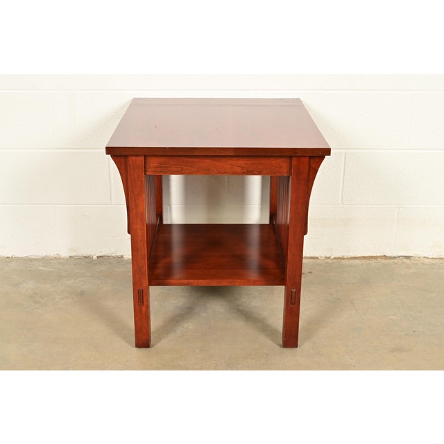 An exceptional Mission or Arts & Crafts style two-tier spindle side table or end table By L. & J.G. Stickley USA, 2007...