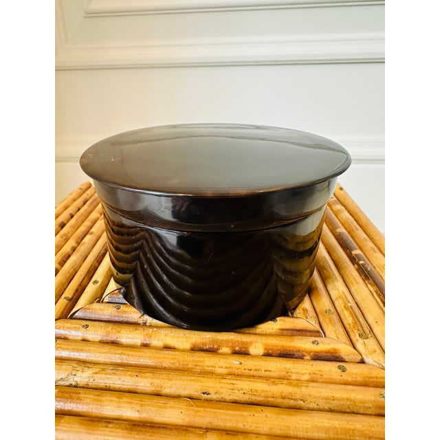 Brown Vintage Round Faux Tortoiseshell Box For Sale - Image 8 of 10