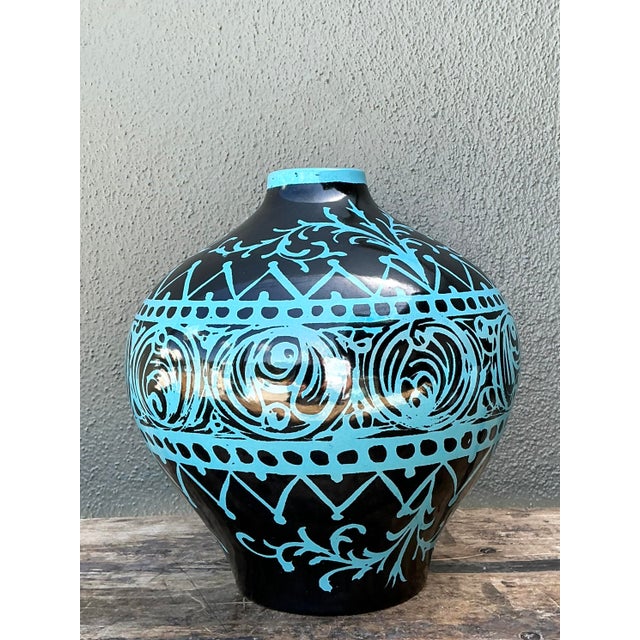 Mid-Century Modern Vintage Italian Glazed Ceramic Urn For Sale - Image 3 of 12