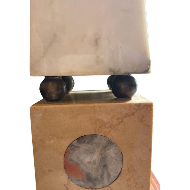 20th Century Italian White and Rouge Marble Obelisk With Specimen Plinth For Sale In New York - Image 6 of 6
