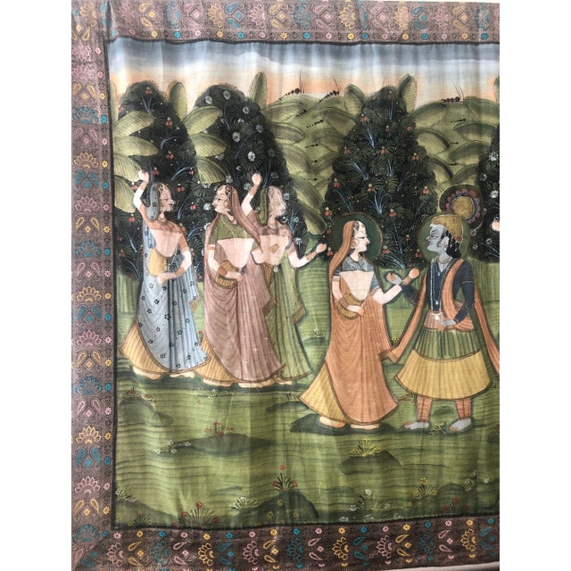Indian 1970s Large Indian Silk Tapestry Art For Sale - Image 3 of 8
