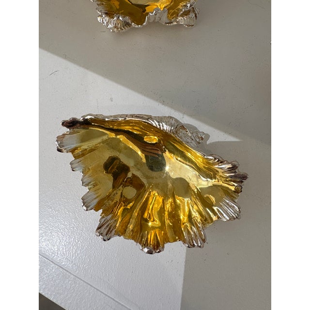 Beautiful silver and gold two tone shell dish found at the Paris flea market. We have two available. They can be used as...