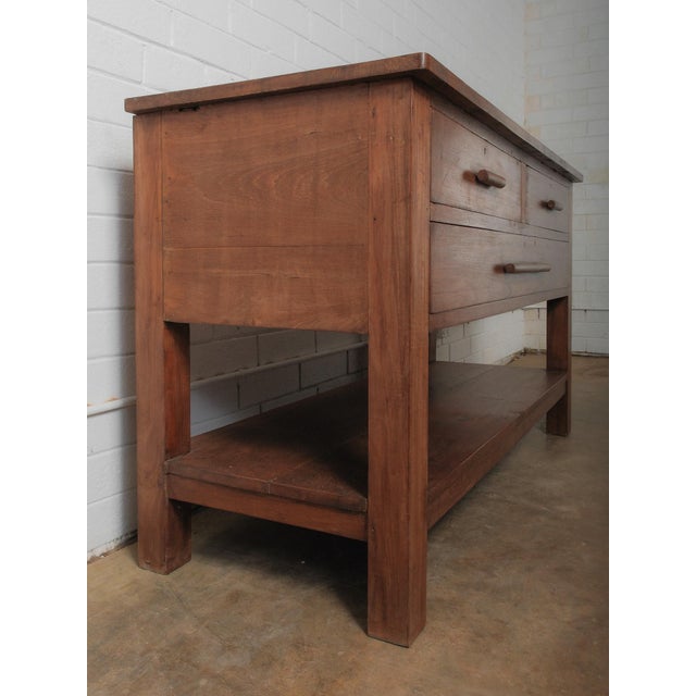 Wood Late 20th Century Solid Wood Three-Drawer Work Table With Lower Shelf For Sale - Image 7 of 8