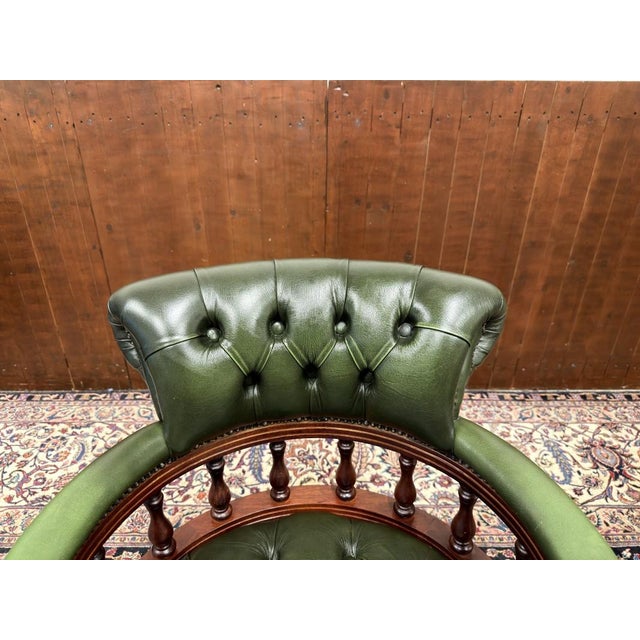 English Green Chesterfield Desk Chair For Sale - Image 5 of 8