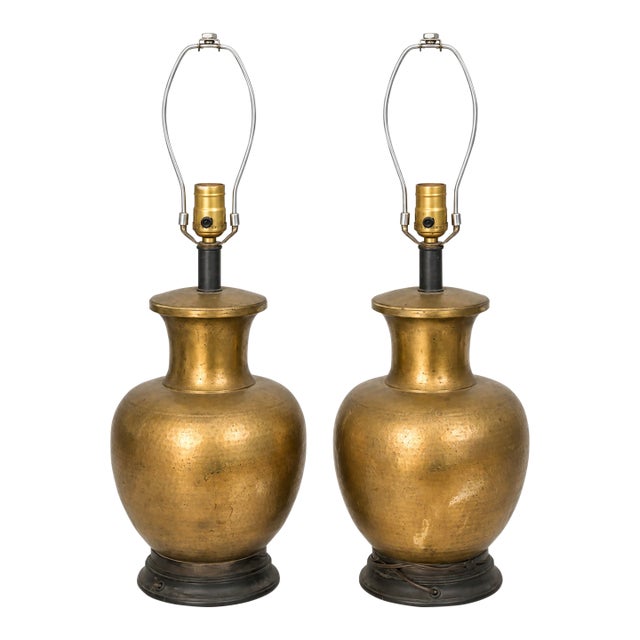1960s Mid-Century Modern Matching Brass Lamps For Sale