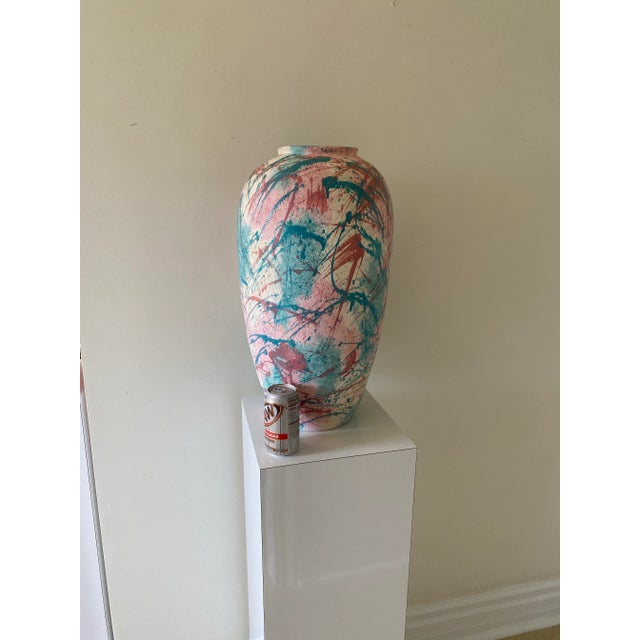 Postmodern 1980s Large Studio Splatter Paint Vase, Signed For Sale - Image 3 of 5
