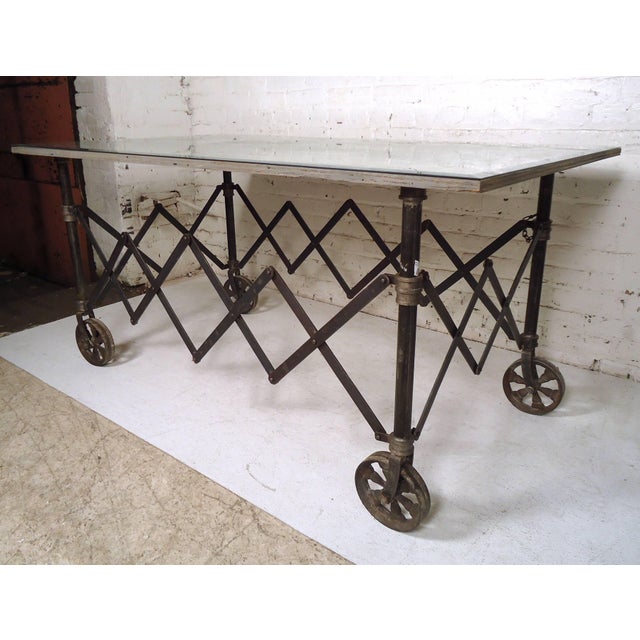 Mid 20th Century Vintage Industrial Accordion Table For Sale - Image 4 of 10