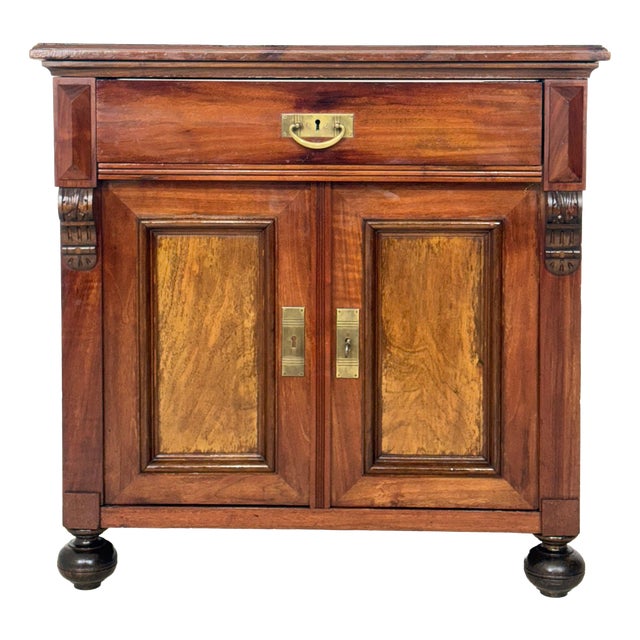 Antique Gründerzeit Walnut Veneer and Brass Fittings Vertiko Chest of Drawers, 1900 For Sale