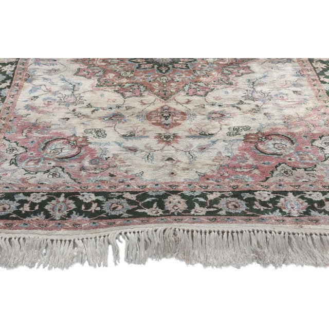 Late 20th Century Vintage Silk Kashmir Rug, 04'00 X 06'00 For Sale - Image 4 of 10