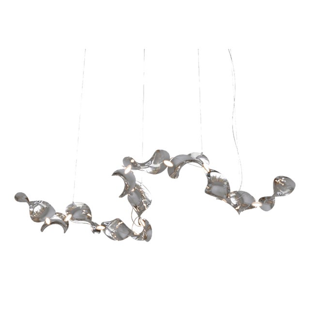 Dune 12 Curve Pendant Light with Silver Polished Shades by Daniel Becker For Sale