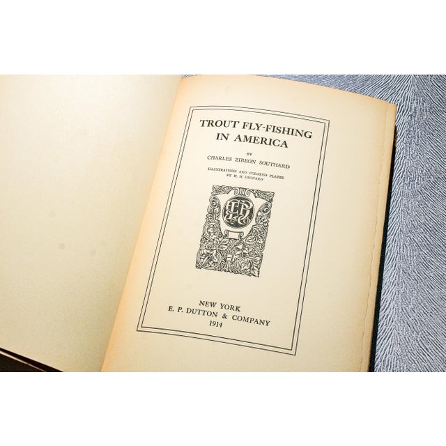 American Rare Author Signed Trout Fly Fishing in America Antique Leather Spine Book 1914 For Sale - Image 3 of 12