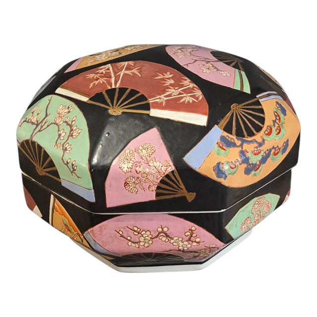 Vintage Japanese Meiji Imary Large 13.5'' X 10'' Octagonal Covered Box Marked For Sale - Image 14 of 14