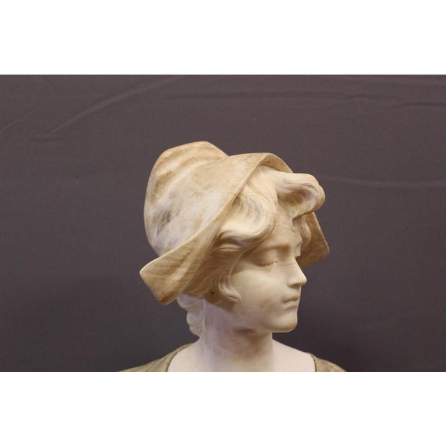 Bust of a Young Girl, 1900, Two-Tone Alabaster For Sale - Image 13 of 14