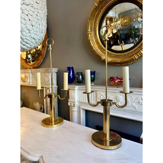 French Bouliotte Gilt Brass Candle Lamps, 1950s, Set of 2 For Sale - Image 14 of 18