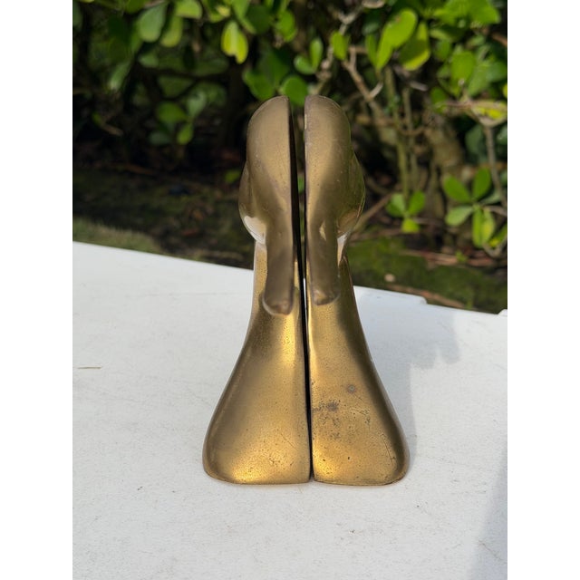 Late 20th Century Vintage Brass Abstract Duck Bookends, Pair For Sale - Image 5 of 12