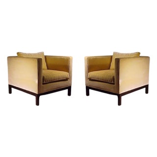 Pair of Yellow Cube Club Chairs By Edward Wormley for Dunbar For Sale