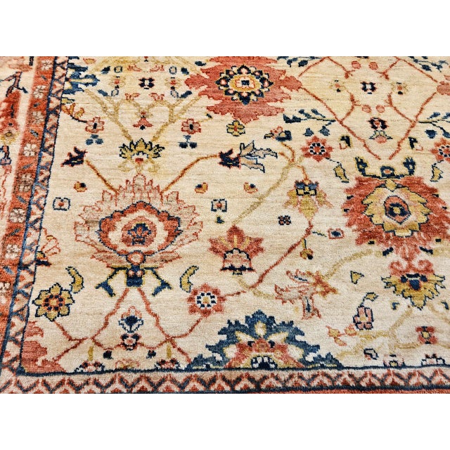 Vintage Persian Mahal Sultanabad Rug, Hand-Knotted Wool, Geometric Pattern, 9x12, Ivory & Blue For Sale - Image 17 of 18