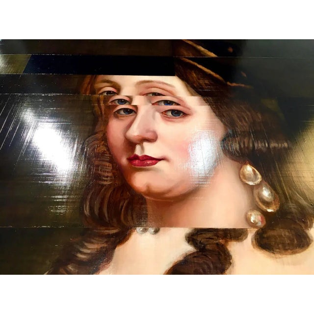 Half Portrait in Orange, Old Master with a Modern Approach, Oil Paint on Metal, 2015 For Sale - Image 4 of 6