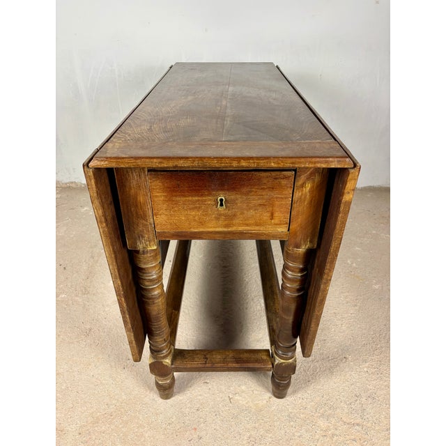 20th Century Spanish Wooden Drop-Leaf Dining Table, 1910 For Sale - Image 13 of 14