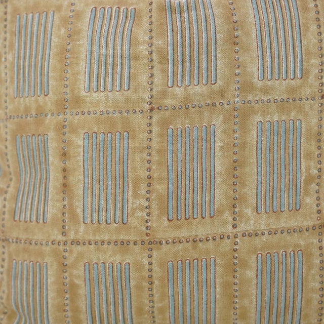 Fabdivine Pure Linen Block Print Pillow Cover – Yug Design 12x20 Inch Handmade Decorative Cushion For Sale - Image 6 of 6