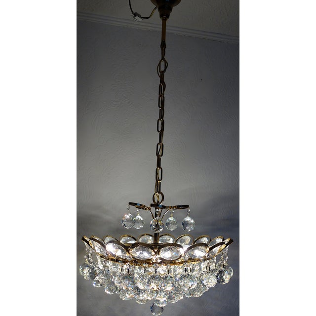 Brass and Rainbow Lead Crystal 8-Light Chandelier from Palwa, 1960s For Sale - Image 11 of 12