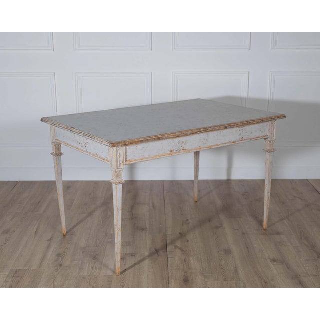 19th Century Pair of Gustavian Style Painted Tables, Repainted in Light Gray For Sale - Image 9 of 14