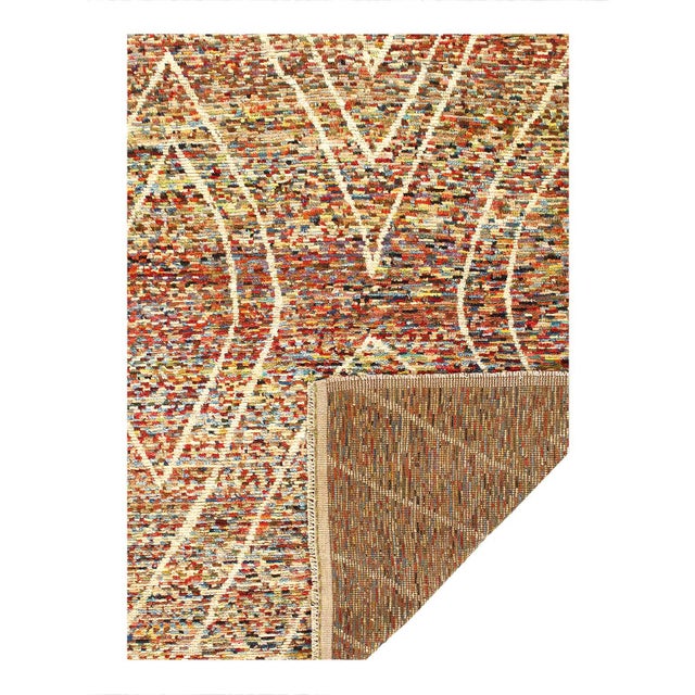 Moroccan Multi Color Fine Hand Knotted Moroccan Rug For Sale - Image 3 of 3