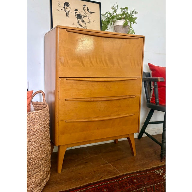 Mid-Century Modern 1940s Heywood Wakefield M389w Desk/Chest Wheat For Sale - Image 3 of 11