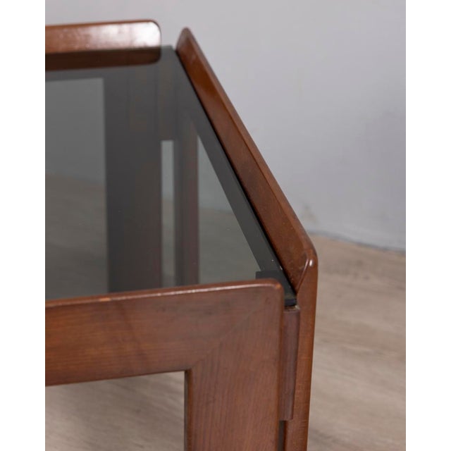 1970s Vintage Italian Wood and Glass Coffee Table, 1970s For Sale - Image 5 of 9