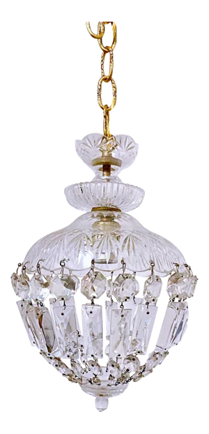 Vintage 1960s Glass Dome Basket Chandelier