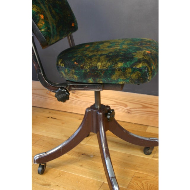 Vintage Tansad Industrial Swivel Chair in Blackpop Velvet, 1950s For Sale - Image 6 of 18