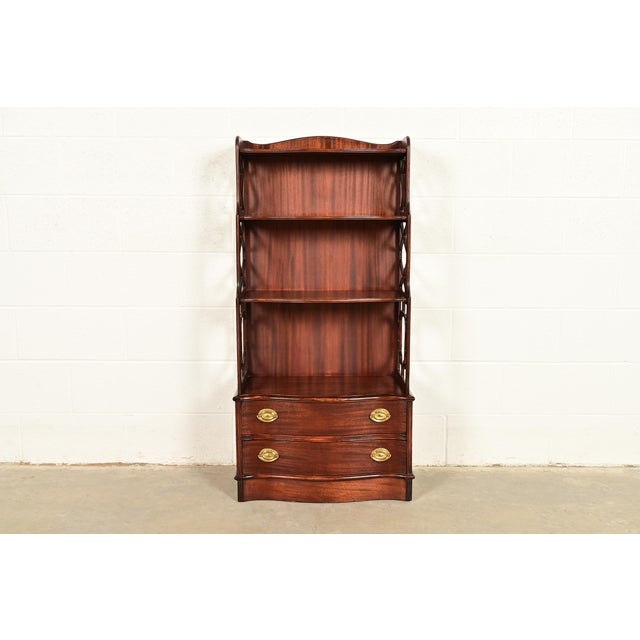 A gorgeous Chinese Chippendale or Georgian style étagère or bookcase In the manner of Baker Furniture By The Wabash...